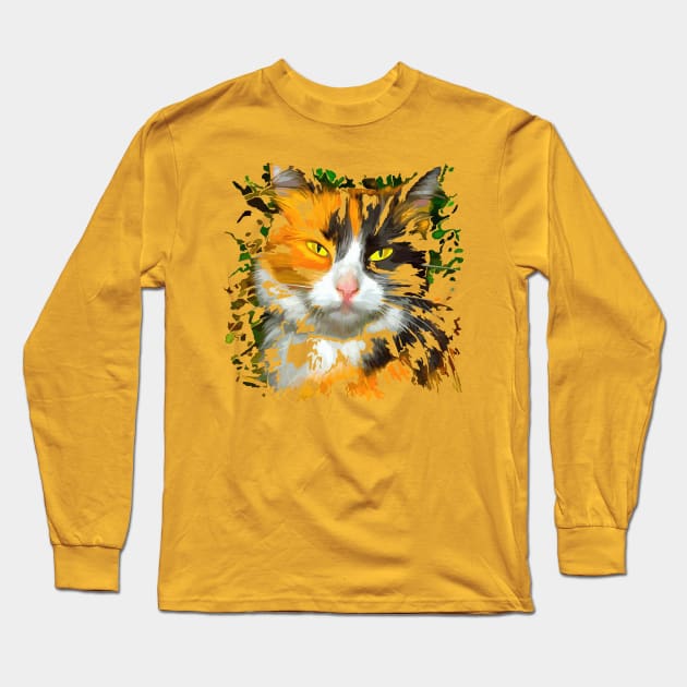 Cat with yellow eyes Long Sleeve T-Shirt by Evgeniya